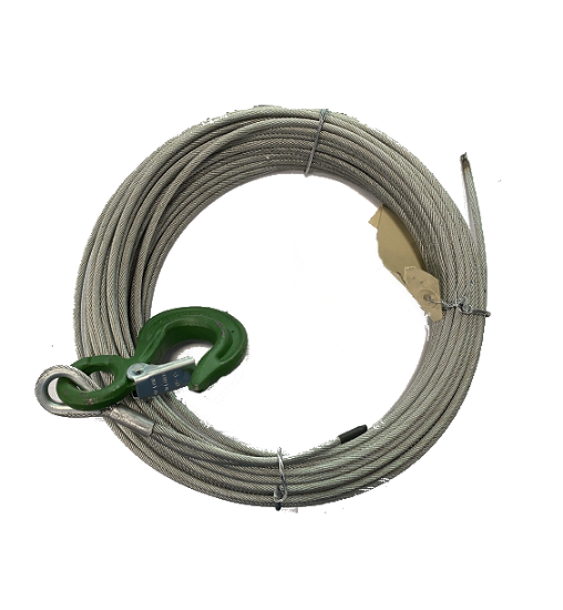 Immagine di FUNE CORDA ACCIAIO COMPLETA DI GANCIO METRI 30 DIAMETRO 5 mm INGRASSATA ANTIGIRO PER ELEVATORE MONTACARICHI