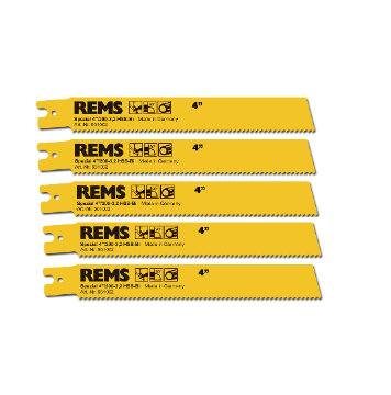Immagine di LAME PER SEGHETTO ALTERNATIVO FRONTALE 4 / 200 MM HSS - BI REMS KIT 5 PEZZI