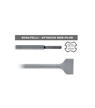 Immagine di SCALPELLO A SPATOLA TAGLIO PIATTO 40 x 250 CON ATTACCO SDS PLUS HITACHI PER MARTELLO TASSELLATORE