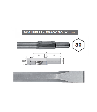 Immagine di SCALPELLO PIATTO 410 x 35 CON ATTACCO ESAGONO 30 HIKOKI HITACHI