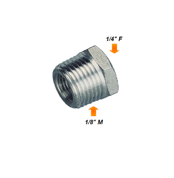 Immagine di RACCORDO RIDUZIONE TUBO PISTOLA LANCIA IDROPULITRICE 1/4" FEMMINA 1/8" MASCHIO"