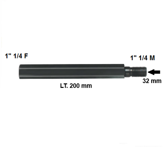 Immagine di PROLUNGA PER CORONA FORETTO DIAMANTATO LUNGHEZZA 200 1" 1/4 MASCHIO 1" 1/4 FEMMINA CAROTATRICE