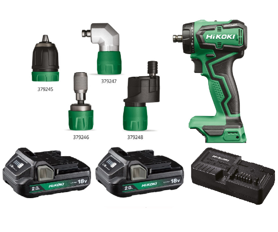 Immagine di TRAPANO AVVITATORE A BATTERIA ROTATIVO DS18DDQ VOLT 18 Ah 2,0 BRUSHLESS HIKOKI CON MANDRINI INTERCAMBIABILI