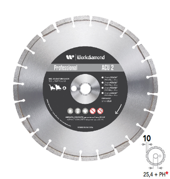 Immagine di DISCO DIAMANTATO ACU 2 D 350 FORO 25,4 PER ASFALTO E CEMENTO WORKDIAMOND PER TAGLIAGIUNTI