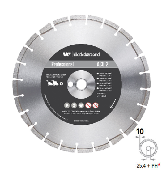 Immagine di DISCO DIAMANTATO ACU 2 D 450 FORO 25,4 PER ASFALTO E CEMENTO WORKDIAMOND PER TAGLIAGIUNTI