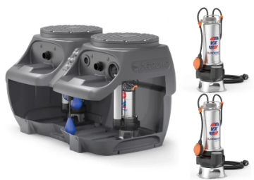 Immagine di VASCA STAZIONE DI SOLLEVAMENTO SAR 550 CON 2 ELETTROPOMPA VXM 15/50 HP 1,5 PEDROLLO