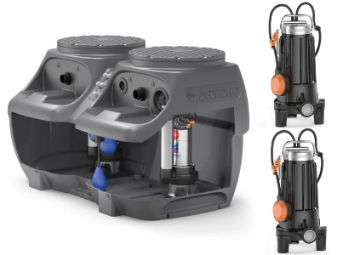 Immagine di VASCA STAZIONE DI SOLLEVAMENTO SAR 550 CON 2 ELETTROPOMPA TRITURATRICE TRM 1.3 HP 1,75 PEDROLLO