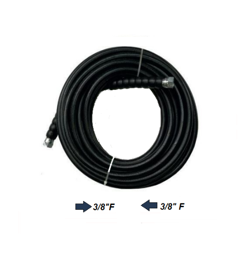 Immagine di TUBO PROFESSIONALE NERO METRI 20 PER IDROPULITRICE BAR 250 1/4 GRADI 150° ATTACCO 3/8 F + 3/8 F