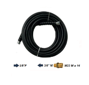 Immagine di TUBO PROFESSIONALE NERO METRI 20 PER IDROPULITRICE BAR 250 1/4 GRADI 150° ATTACCO 3/8 F + 3/8 F