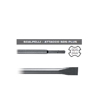 Immagine di SCALPELLO PIATTO A TAGLIO 40 x 250 CON ATTACCO SDS PLUS PER MARTELLO TASSELLATORE