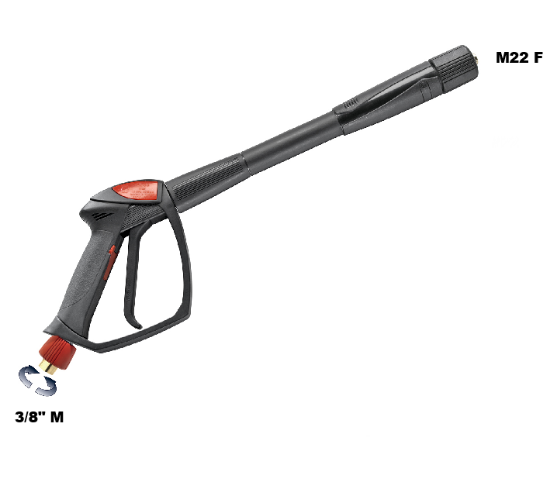 Immagine di PISTOLA PROFESSIONALE AL55 PER IDROPULITRICE ENTRATA 3/8 MASCHIO GIREVOLE USCITA M22 FEMMINA